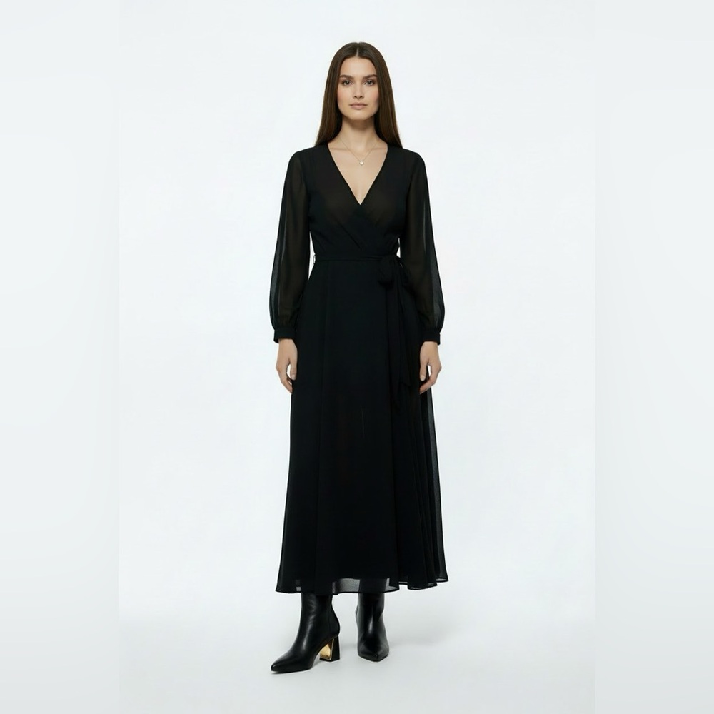 35. The Room Wrap Tie Dress - Black - Picture 2 of 2